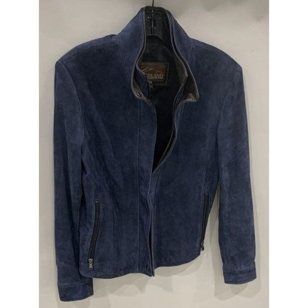 Overland Danni Suede Jacket Women’s Size XS Extra Small Navy Blue Moto Coat
